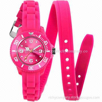 Silicone watch with long adjustable band